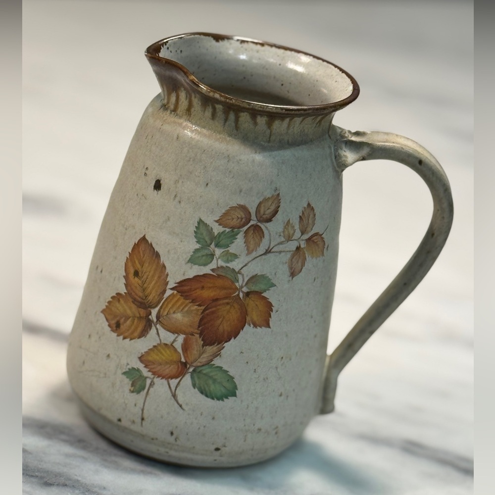 Vintage O’Keefe California Pottery Stoneware Floral Autumn Design Pitcher
